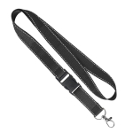 Lanyard su misura sganciabile in poliestere con fili riflettenti color nero settima vista