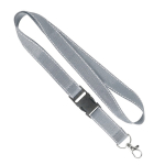 Lanyard su misura sganciabile in poliestere con fili riflettenti color grigio settima vista