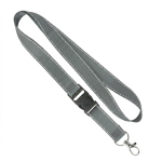 Lanyard su misura sganciabile in poliestere con fili riflettenti color grigio scuro settima vista