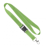Lanyard su misura sganciabile in poliestere con fili riflettenti color verde mela settima vista