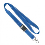 Lanyard su misura sganciabile in poliestere con fili riflettenti color blu reale settima vista