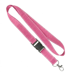 Lanyard su misura sganciabile in poliestere con fili riflettenti color fucsia settima vista