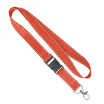Lanyard su misura sganciabile in poliestere con fili riflettenti color rosso scuro settima vista
