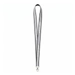 Lanyard su misura in poliestere con rivestimento riflettente grigio color nero vista area di stampa