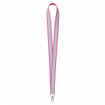 Lanyard su misura in poliestere con rivestimento riflettente grigio color fucsia settima vista