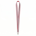 Lanyard su misura in poliestere con rivestimento riflettente grigio color granata settima vista