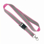Lanyard su misura sganciabile con rivestimento riflettente grigio color fucsia settima vista