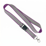 Lanyard su misura sganciabile con rivestimento riflettente grigio color viola settima vista