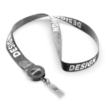 Lanyard su misura in poliestere con porta badge retrattile color nero