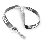 Lanyard su misura in poliestere con porta badge retrattile color bianco