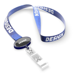 Lanyard su misura in poliestere con porta badge retrattile color blu mare
