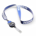 Lanyard in poliestere su misura per sublimazione con porta badge color blu oltremare