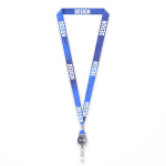 Lanyard in poliestere su misura per sublimazione con porta badge color blu oltremare