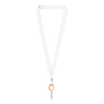 Lanyard porta badge su misura in RPET con dettaglio metallico color arancione settima vista