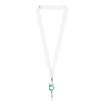 Lanyard porta badge su misura in RPET con dettaglio metallico color verde bottiglia settima vista