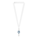 Lanyard porta badge su misura in RPET con dettaglio metallico color blu oltremare settima vista