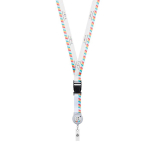 Lanyard per sublimazione su misura con porta badge sganciabile color bianco quinta vista
