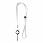 Lanyard regolabile in poliestere sottile con moschettone estensibile color bianco settima vista