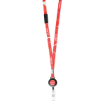 Lanyard regolabile in poliestere sottile con moschettone estensibile color bianco quinta vista
