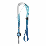 Lanyard regolabile in poliestere sottile con moschettone estensibile color bianco vista area di stampa