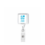 Porta badge su misura retrattile quadrato personalizzabile color bianco vista area di stampa