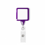 Porta badge su misura retrattile quadrato personalizzabile color viola settima vista