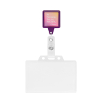 Porta badge su misura retrattile quadrato personalizzabile color viola