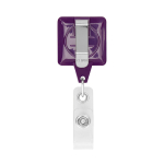 Porta badge su misura retrattile quadrato personalizzabile color viola terza vista