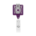 Porta badge su misura retrattile quadrato personalizzabile color viola terza vista