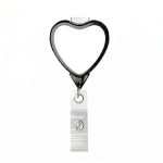 Porta badge retrattile su misura a forma di cuore color nero settima vista