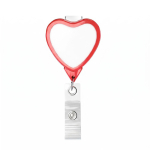 Porta badge retrattile su misura a forma di cuore color rosso settima vista