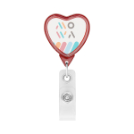 Porta badge retrattile su misura a forma di cuore color rosso