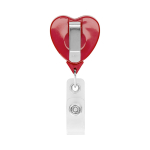 Porta badge retrattile su misura a forma di cuore color rosso terza vista