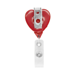 Porta badge retrattile su misura a forma di cuore color rosso terza vista