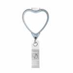 Porta badge retrattile su misura a forma di cuore color grigio settima vista