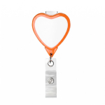 Porta badge retrattile su misura a forma di cuore color arancione settima vista