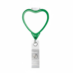 Porta badge retrattile su misura a forma di cuore color verde bottiglia settima vista