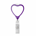 Porta badge retrattile su misura a forma di cuore color viola settima vista