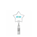 Porta badge retrattile su misura a forma di stella color bianco vista area di stampa