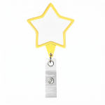 Porta badge retrattile su misura a forma di stella color giallo settima vista