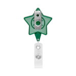 Porta badge retrattile su misura a forma di stella color verde bottiglia terza vista