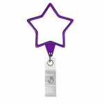 Porta badge retrattile su misura a forma di stella color viola settima vista