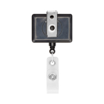 Porta badge retrattile su misura a forma rettangolare color nero terza vista