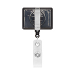 Porta badge retrattile su misura a forma rettangolare color nero terza vista