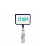 Porta badge retrattile su misura a forma rettangolare color blu mare vista area di stampa