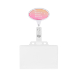 Porta badge retrattile su misura a forma ovale color bianco