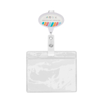 Porta badge retrattile su misura a forma ovale color bianco