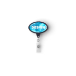 Porta badge retrattile su misura a forma ovale color blu oltremare