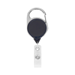 Porta badge retrattile tondo su misura con moschettone e clip color nero terza vista