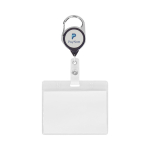 Porta badge retrattile tondo su misura con moschettone e clip color nero